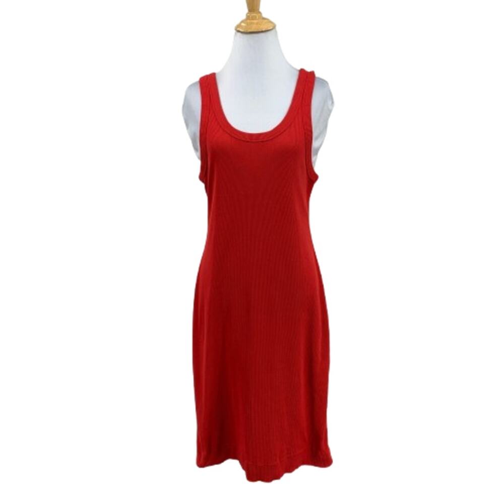 Everlane Tank Dress Womens M Medium Red The 90s Ribbed Organic Cotton Blend Midi